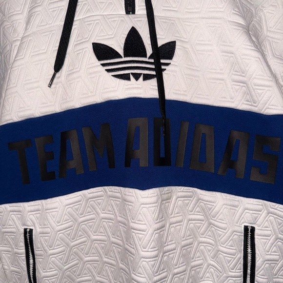 Team Adidas Women's White and Navy Sweatshirt Hoodie - Picture 4 of 8